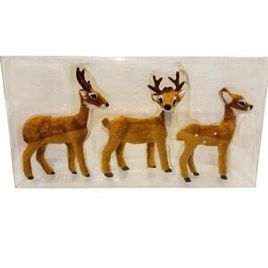 Target Wondershop Christmas Faux Fur Deer Figurines Set of 3 2021 New in Box